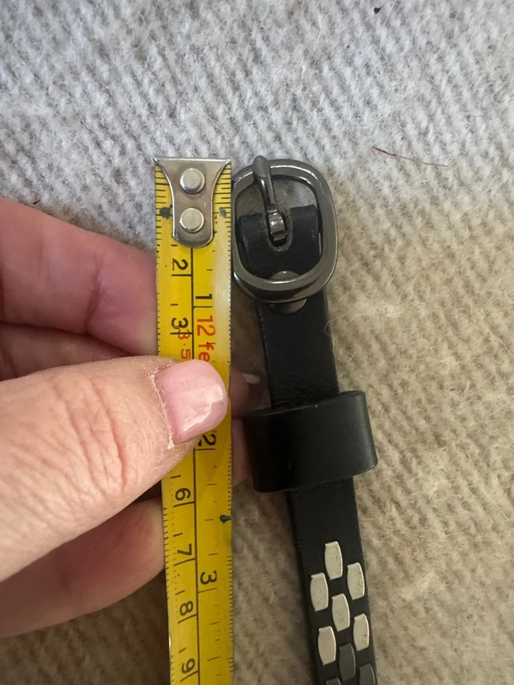 EDDIE BAUER Black Studded Skinny Leather Belt M $75 EUC KL